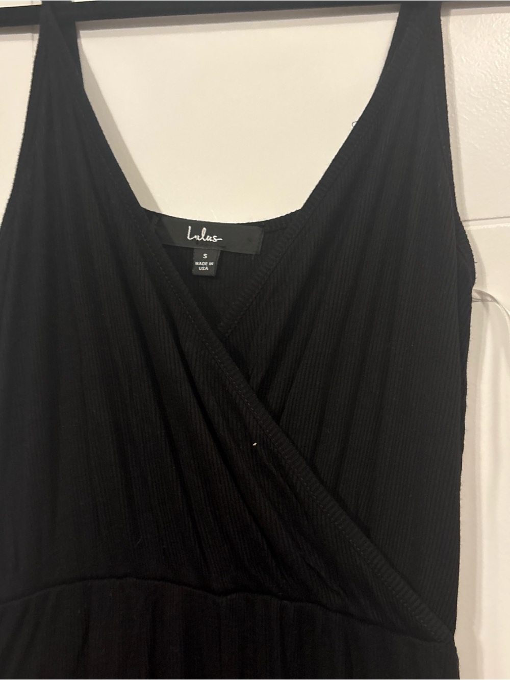 Lulu's Black Ribbed Wrap-Front Midi Dress
